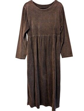Capacity vintage 90s velour maxi dress geometric print Empire Waist modest Large